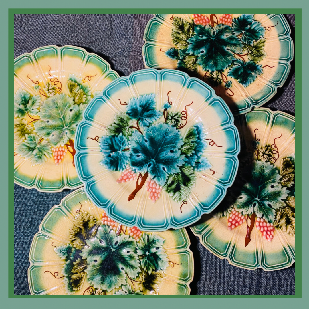 6 assiettes barbotine sarreguemines