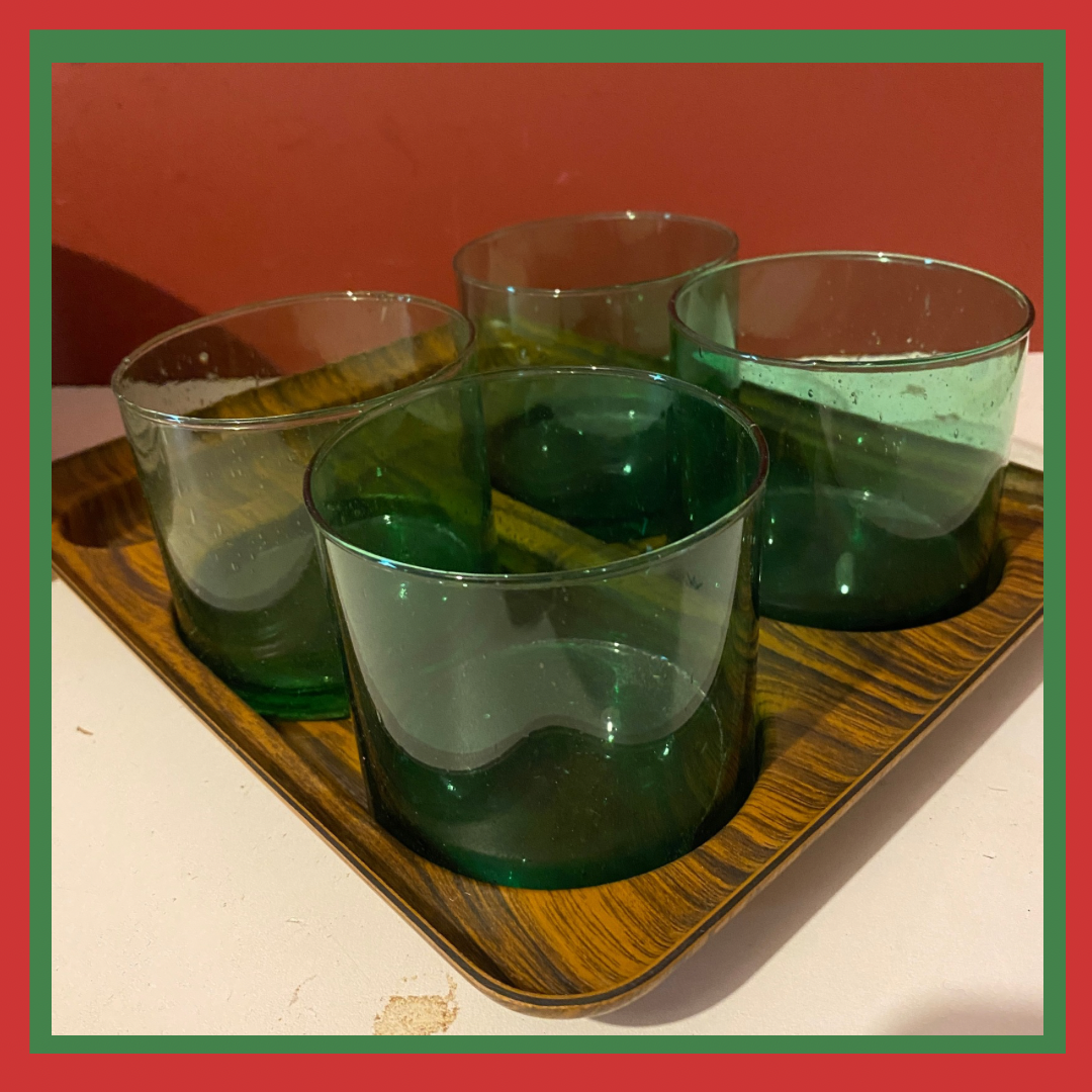 4 verres à eau bulles
